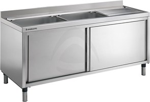 CABINET SINK 2 BOWLS CM 60X50X30H RIGHT DRAINER