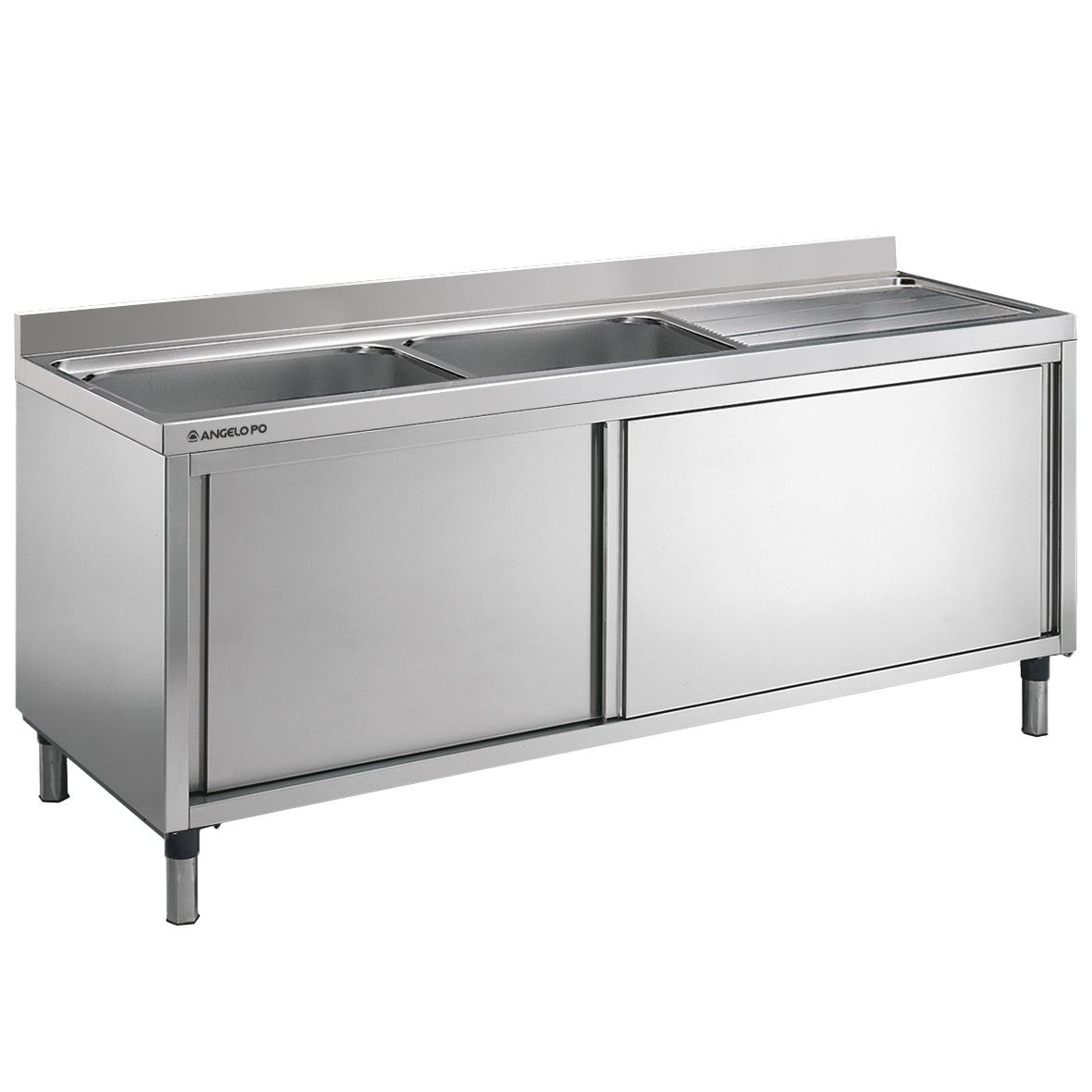 CABINET SINK 2 BOWLS CM 60X50X37.5H RIGHT DRAINER