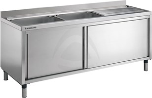 CABINET SINK 2 BOWLS CM 60X50X37.5H RIGHT DRAINER