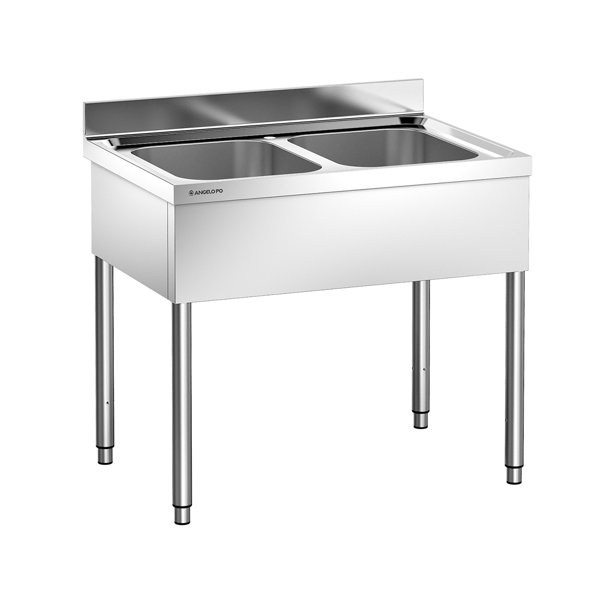 LAVELLO SU GAMBE 2 VASCHE CM 40X40X25H