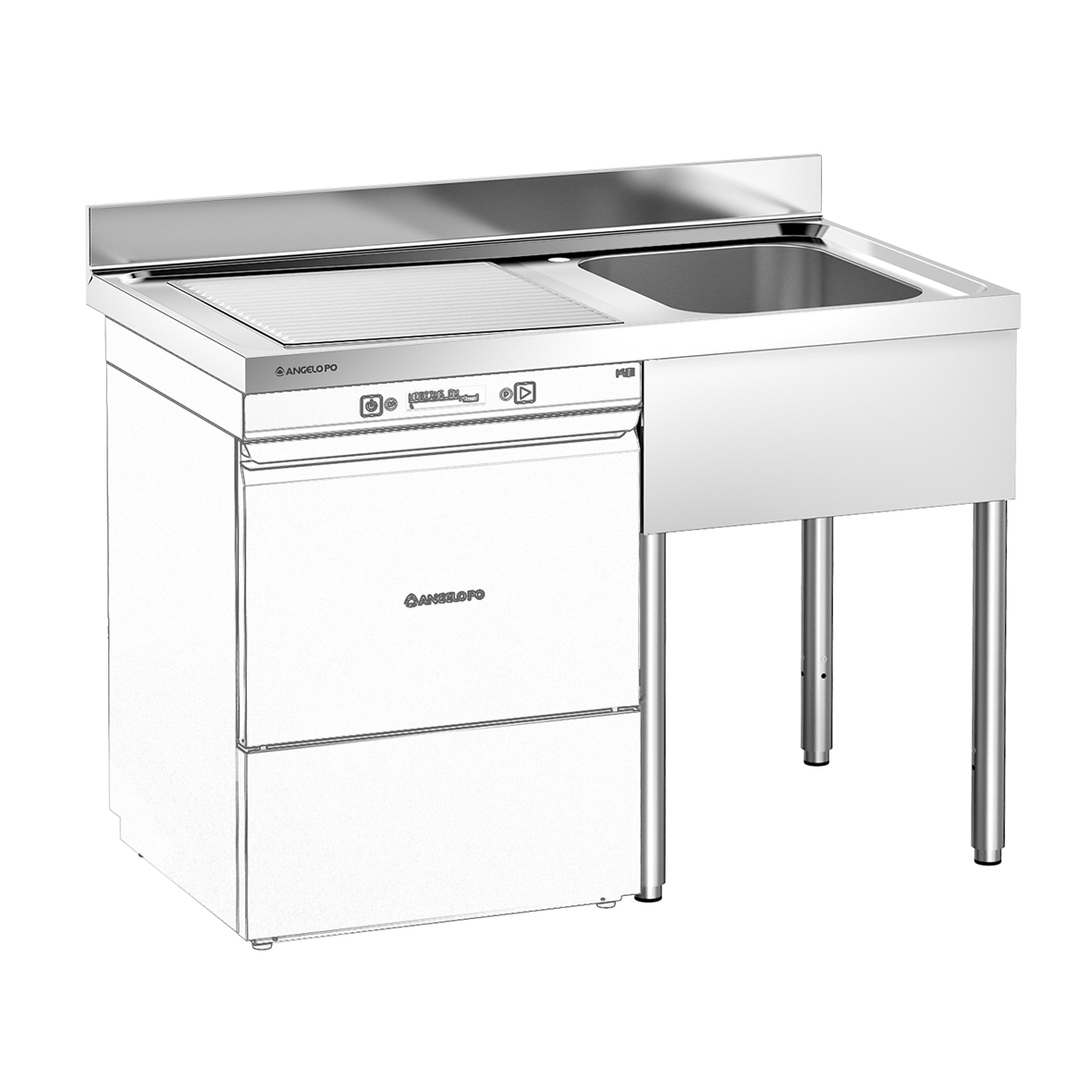 LAVELLO SU GAMBE 1 VASCA CM 40X50X25H SGOCCIOLATOIO A SINISTRA