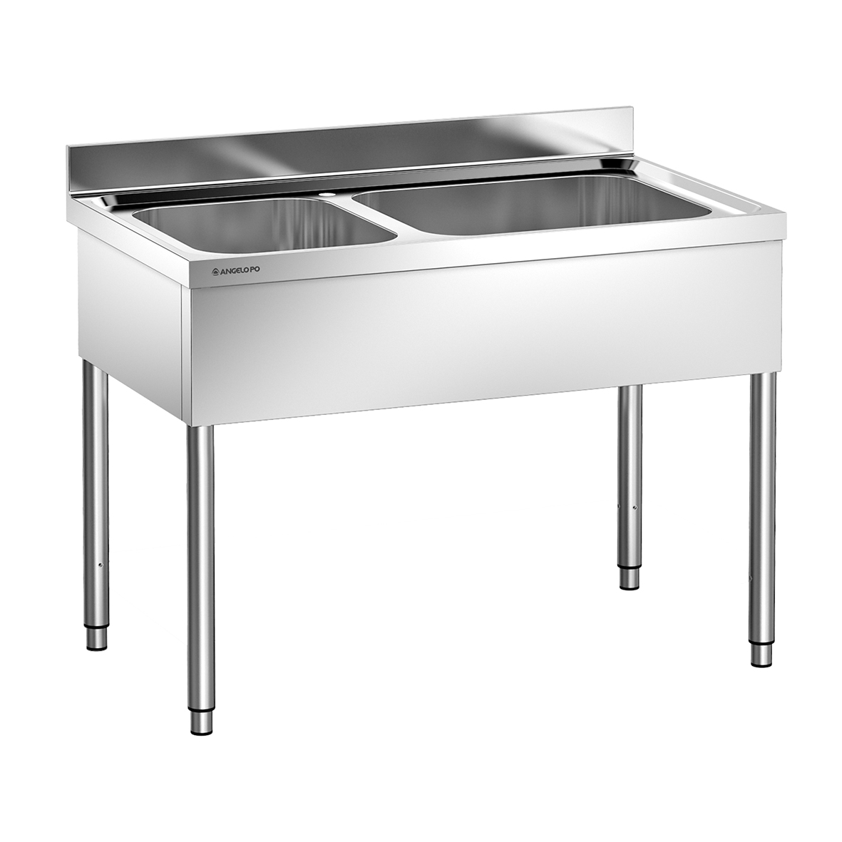 LAVELLO SU GAMBE 2 VASCHE CM 40X50X25H CM 60X50X30H