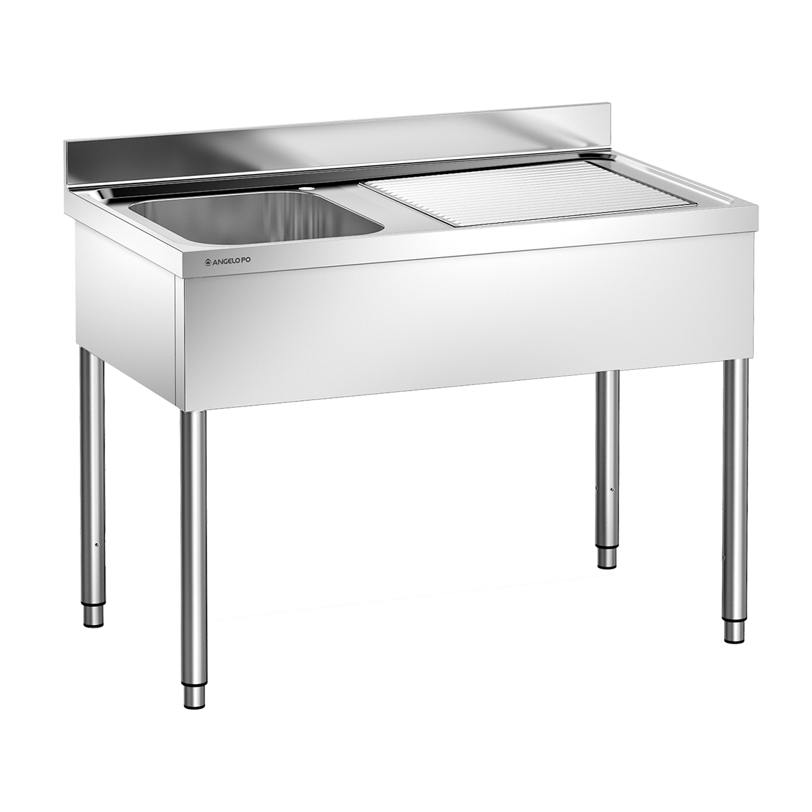 LAVELLO SU GAMBE 1 VASCA CM 40X40X25H SGOCCIOLATOIO A DESTRA