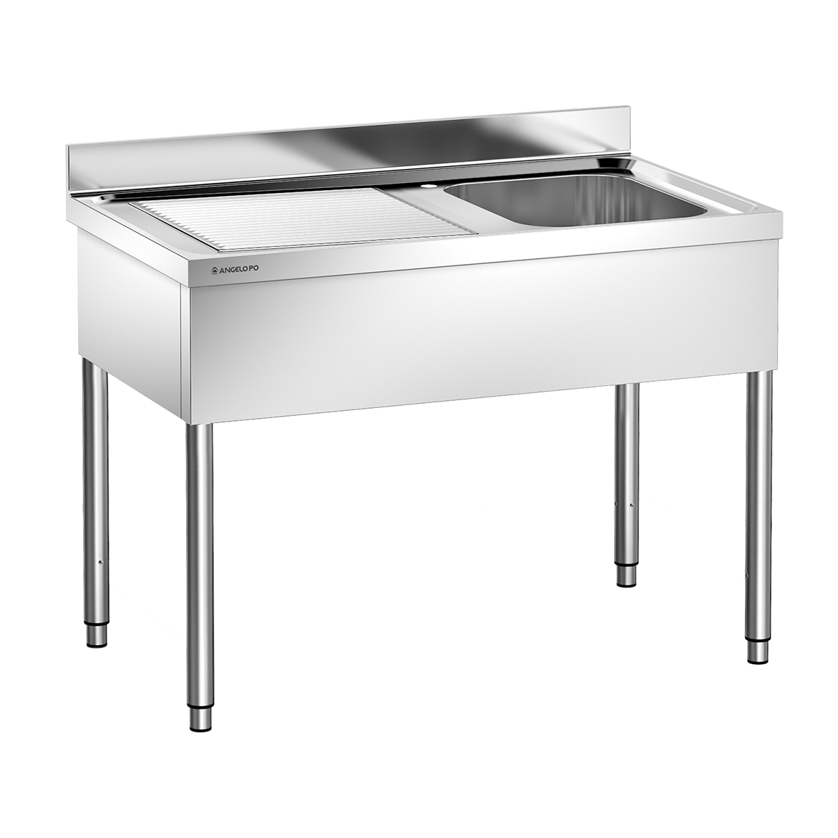 LAVELLO SU GAMBE 1 VASCA CM 40X40X25H SGOCCIOLATOIO A SINISTRA