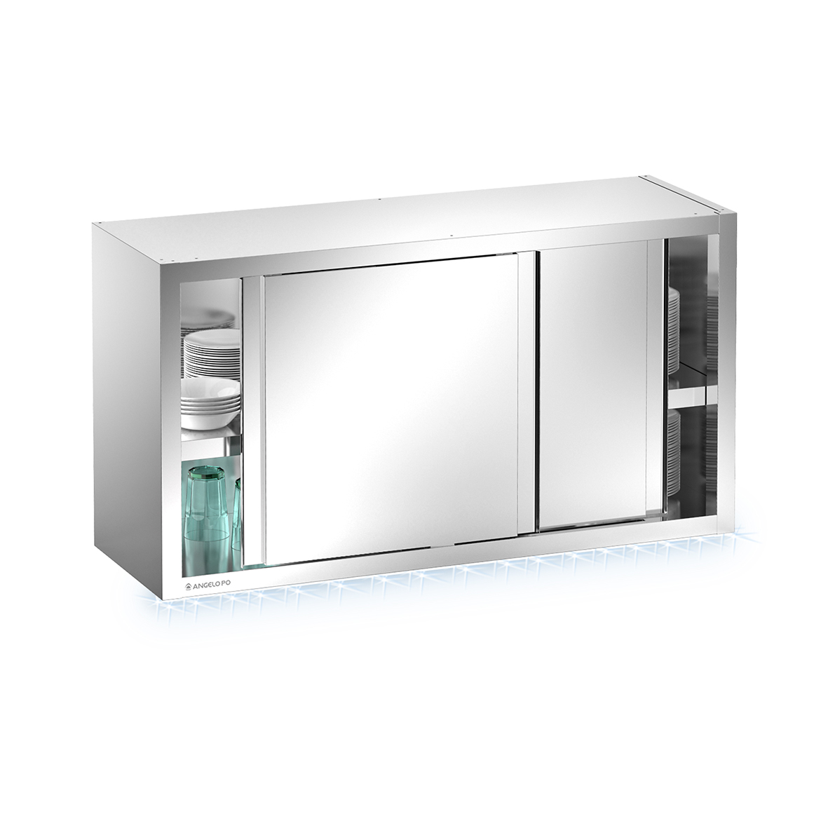 MOBILE PENSILE PORTE A COULISSE CON ILLUMINAZIONE LED