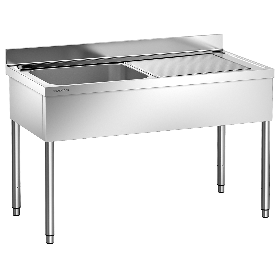 LAVELLO SU GAMBE 1 VASCA CM 60X50X30H SGOCCIOLATOIO A DESTRA