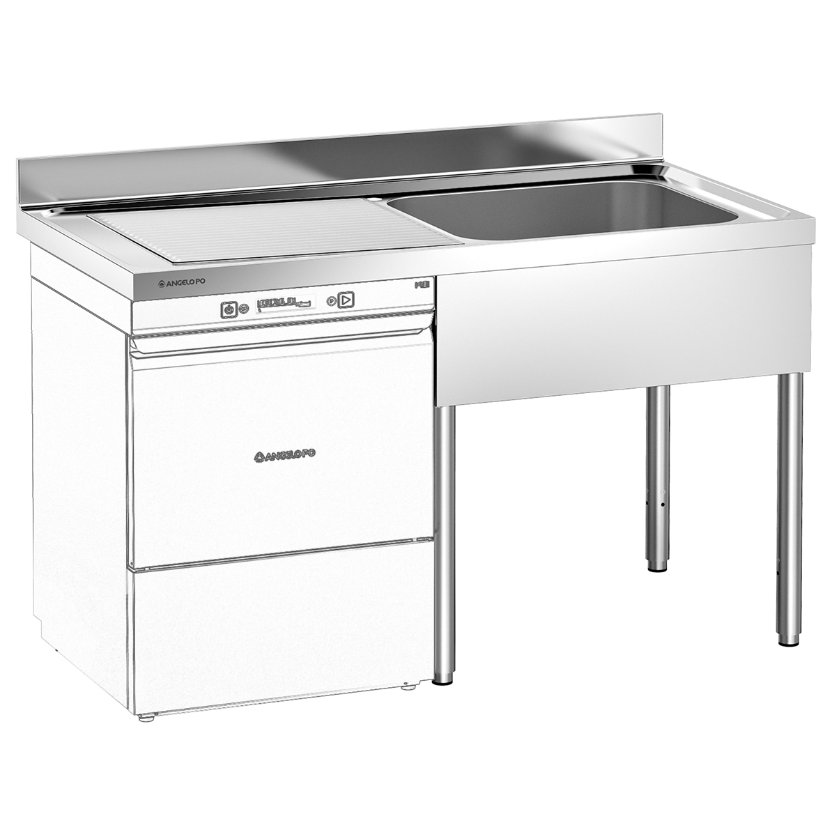 LAVELLO SU GAMBE 1 VASCA CM 60X50X30H SGOCCIOLATOIO A SINISTRA