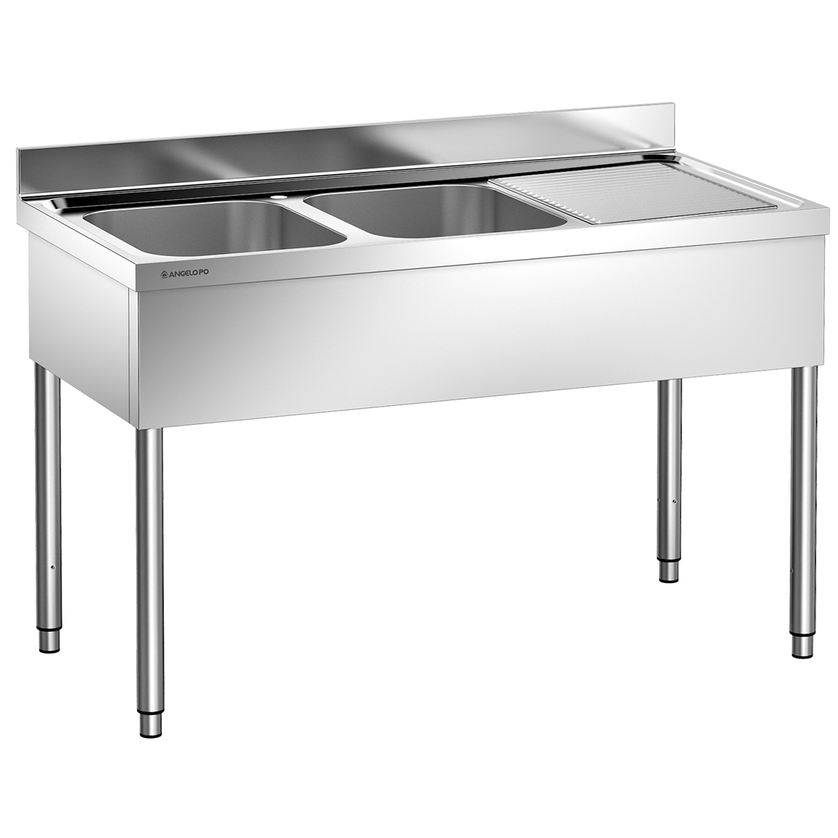 LAVELLO SU GAMBE 2 VASCHE CM 40X50X25H SGOCCIOLATOIO A DESTRA