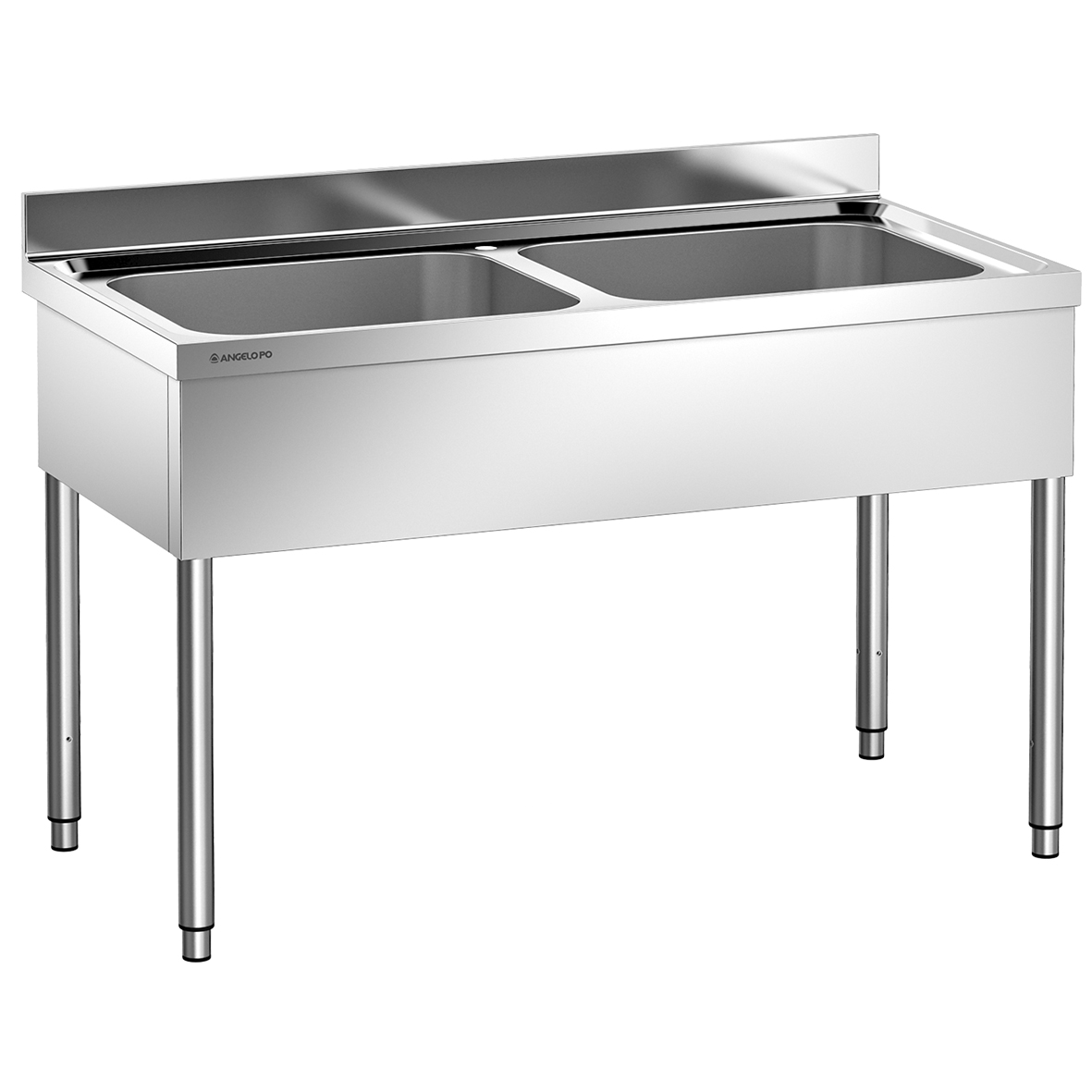 LAVELLO SU GAMBE 2 VASCHE CM 60X50X30H