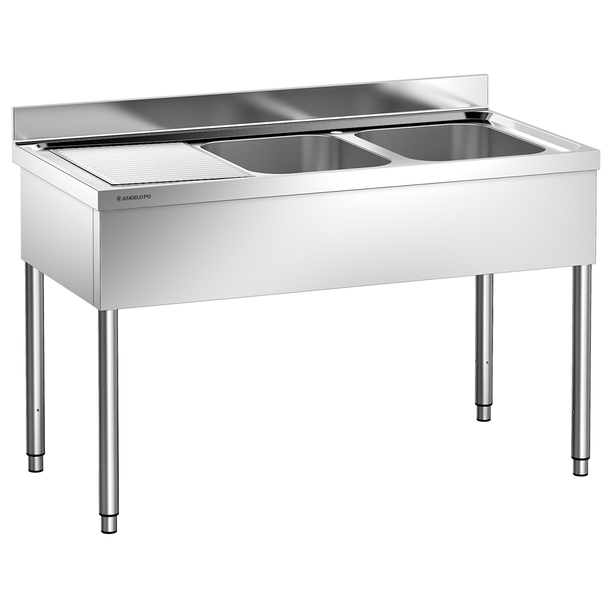 LAVELLO SU ARMADIO 2 VASCHE CM 40X40X25H SGOCCIOLATOIO A SINISTRA