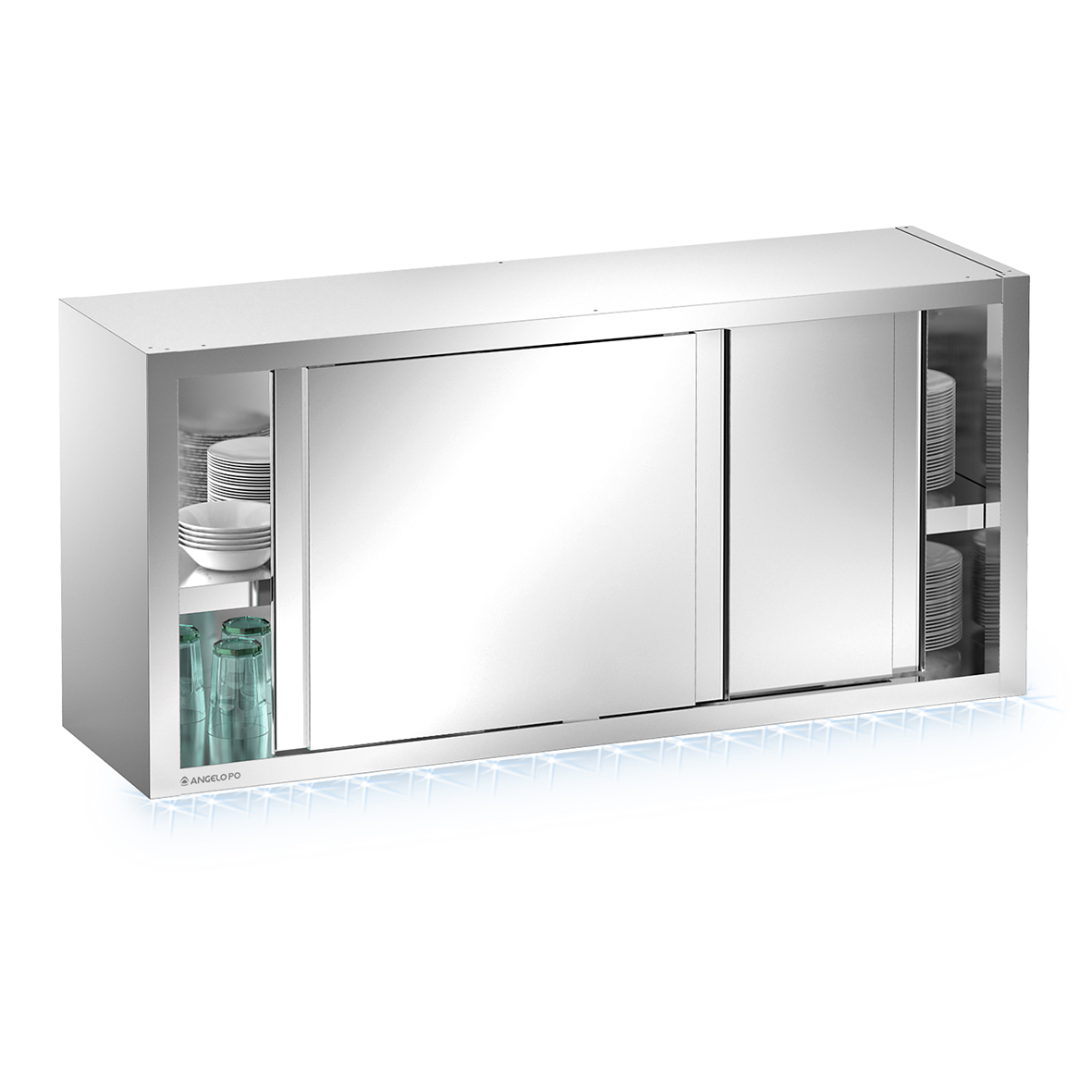 MOBILE PENSILE PORTE A COULISSE CON ILLUMINAZIONE LED