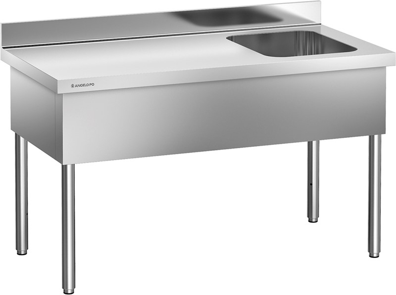 Splashback Table Table with rear splashback right bowl 140 cm professional - m14tavd