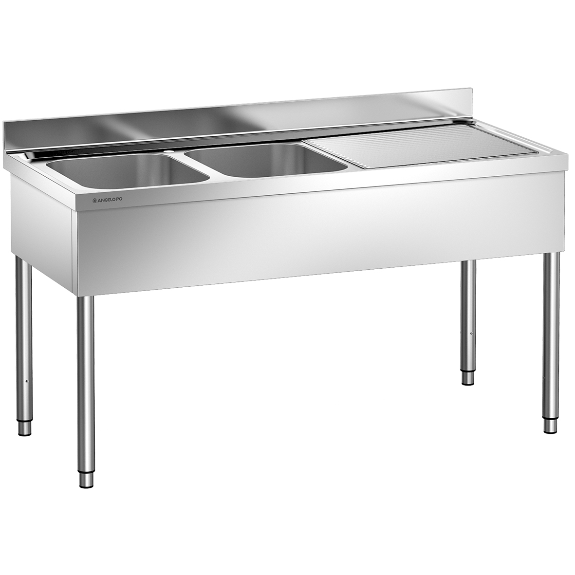 LAVELLO SU GAMBE 2 VASCHE CM 40X50X25H SGOCCIOLATOIO A DESTRA