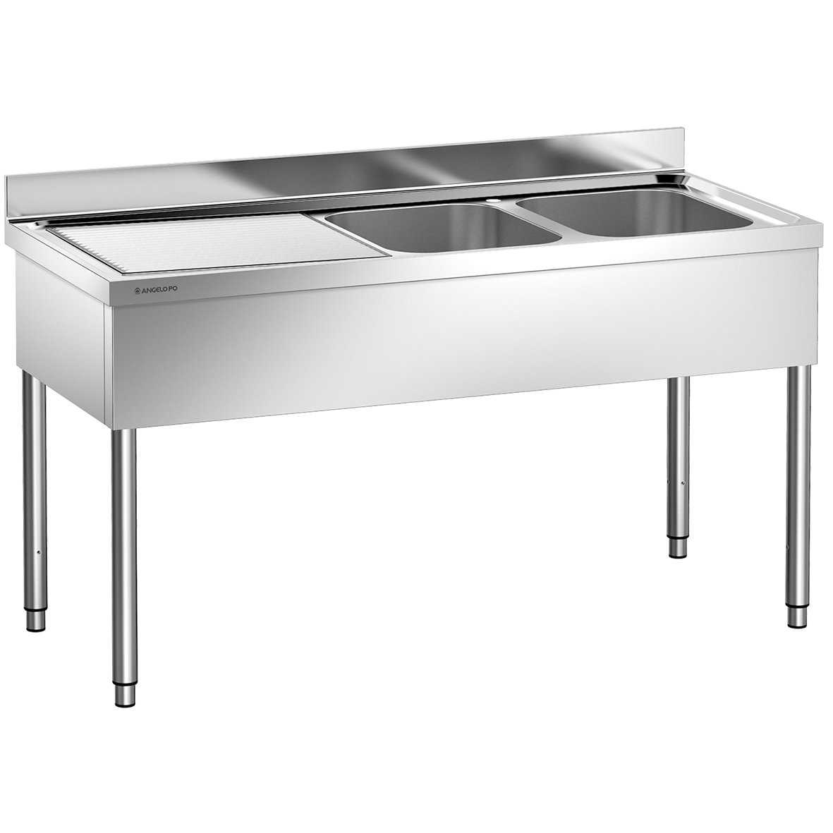 LAVELLO SU GAMBE 2 VASCHE CM 40X40X25H SGOCCIOLATOIO A SINISTRA