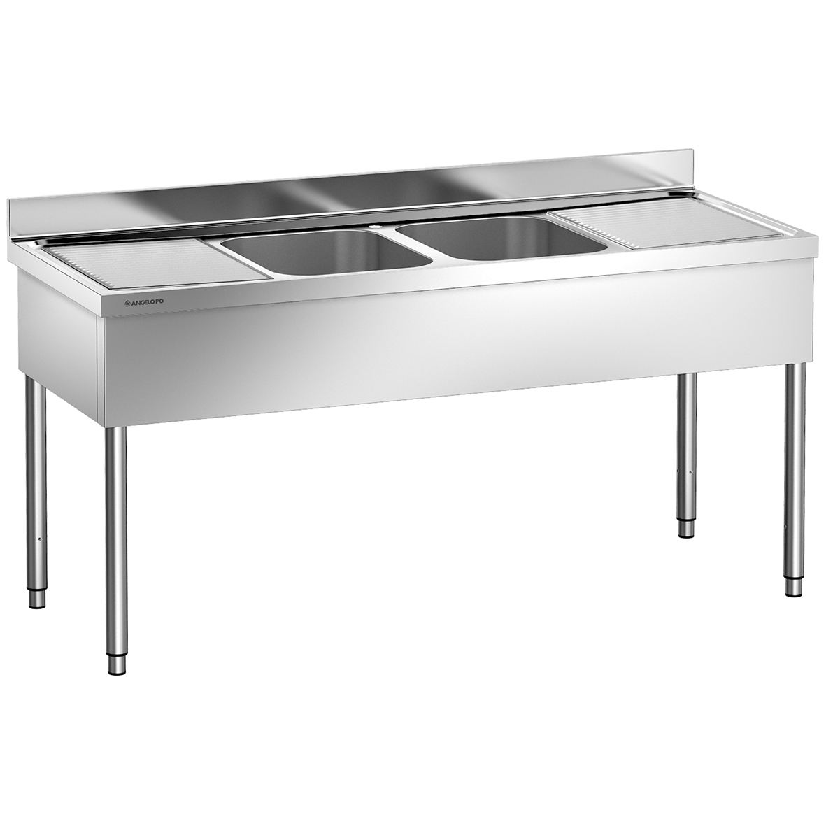 LAVELLO SU GAMBE 2 VASCHE CM 40X50X25H 2 SGOCCIOLATOI