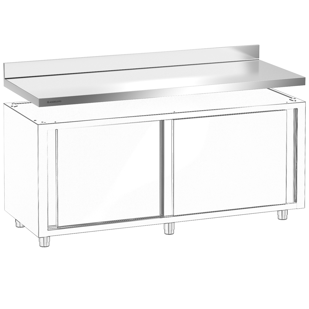 PIANO DI LAVORO CON ALZATINA 195 CM