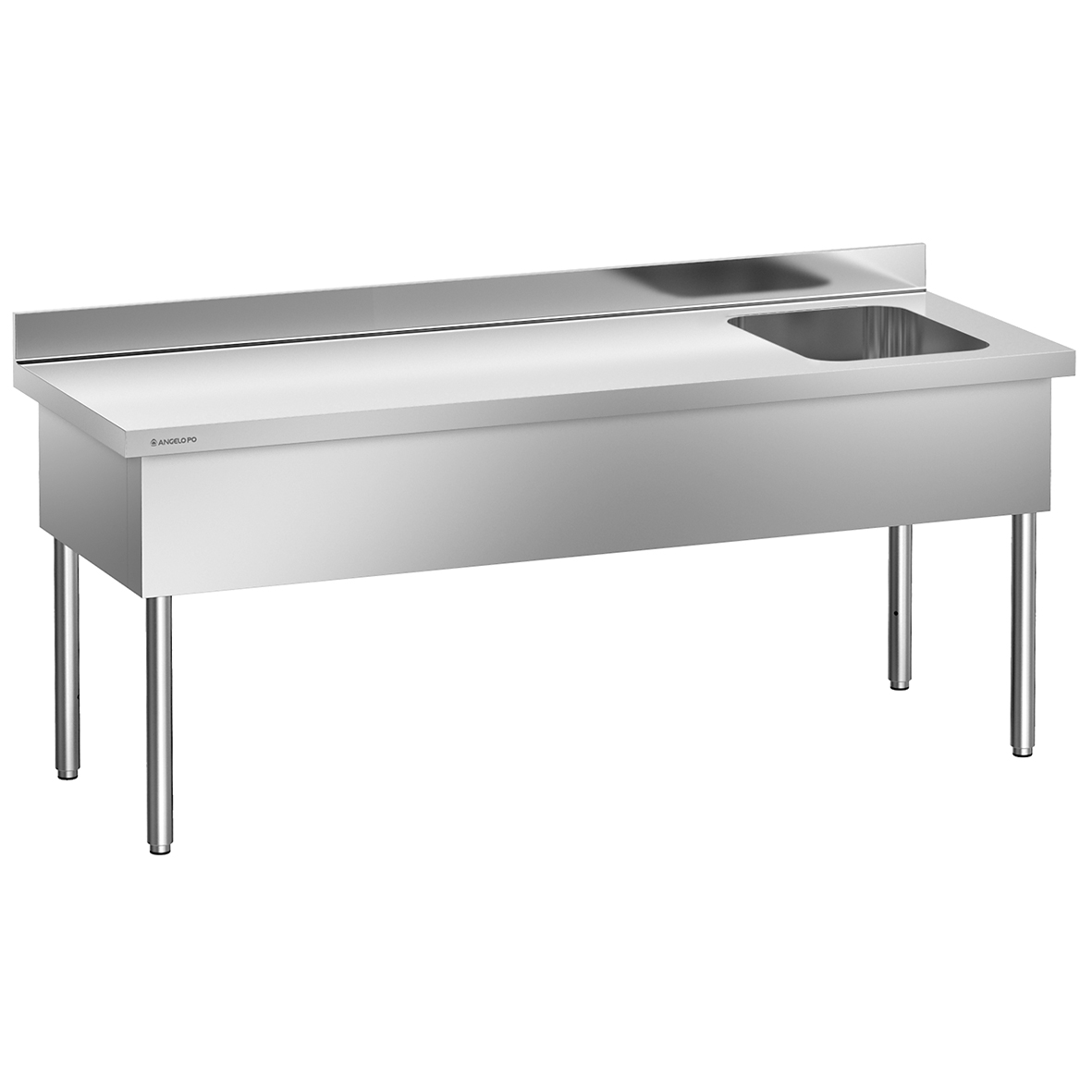 TAVOLO CON PIANO E ALZATINA VASCA DESTRA 200 CM