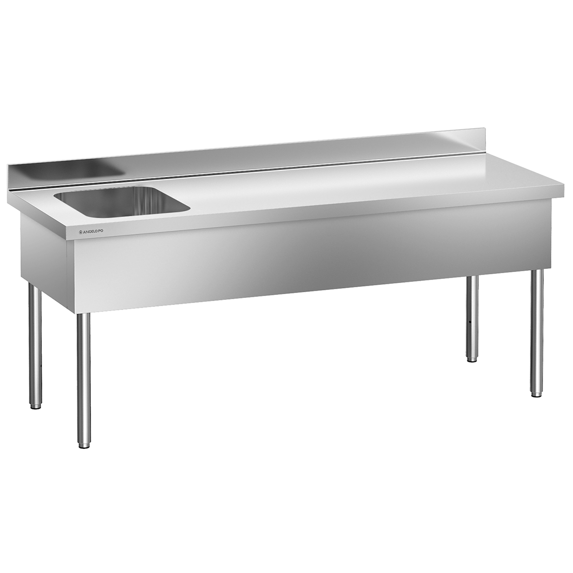 TAVOLO CON PIANO E ALZATINA VASCA SINISTRA 200 CM