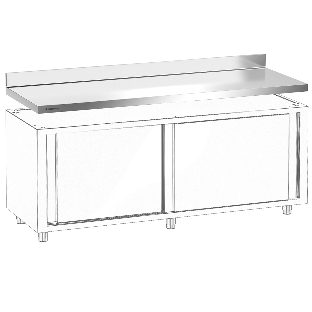 PIANO DI LAVORO CON ALZATINA 220 CM