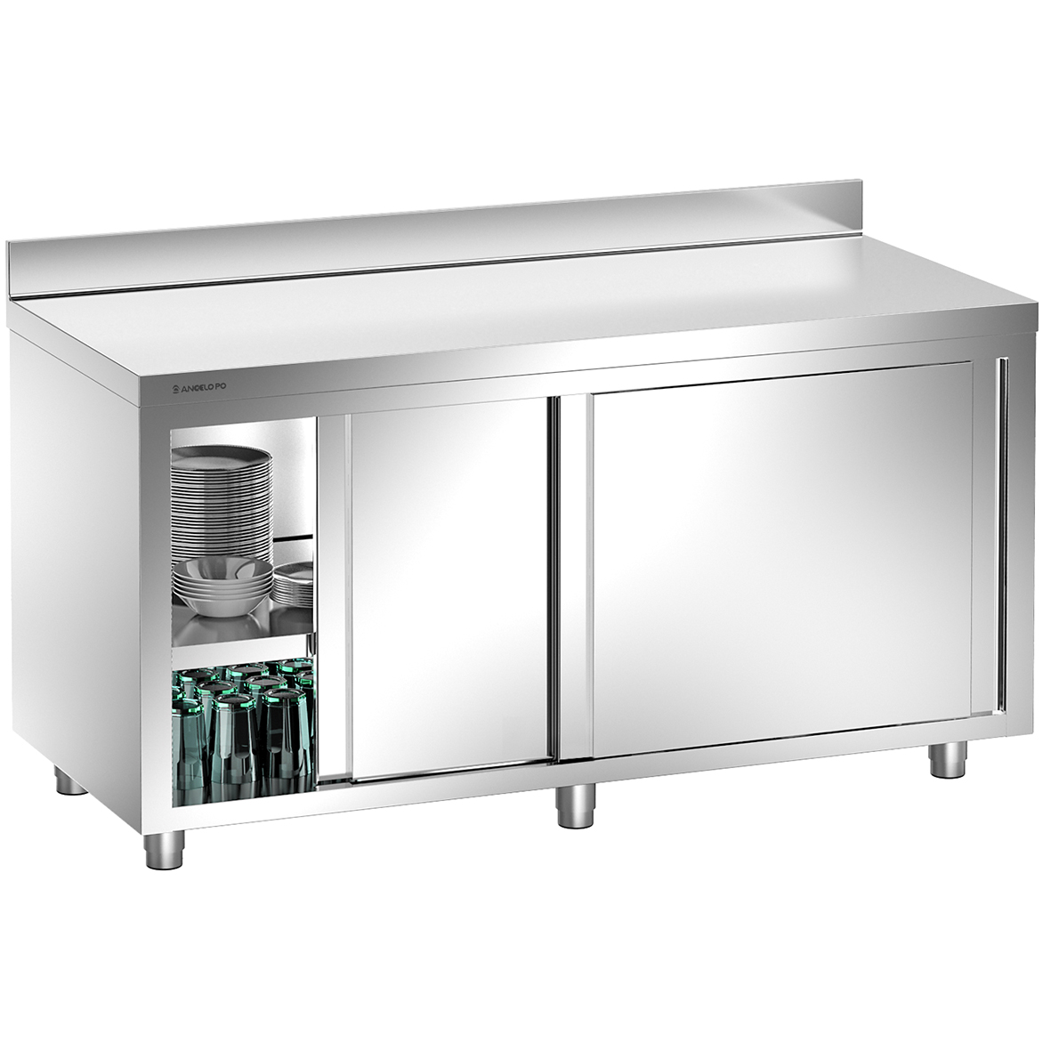 CUPBOARD WITH REAR SPLASHBACK SLIDING DOORS