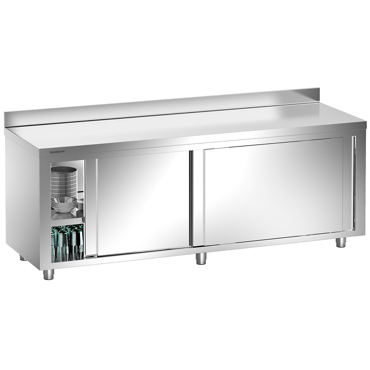 TAVOLO ARMADIO CON ALZATINA PORTE A COULISSE