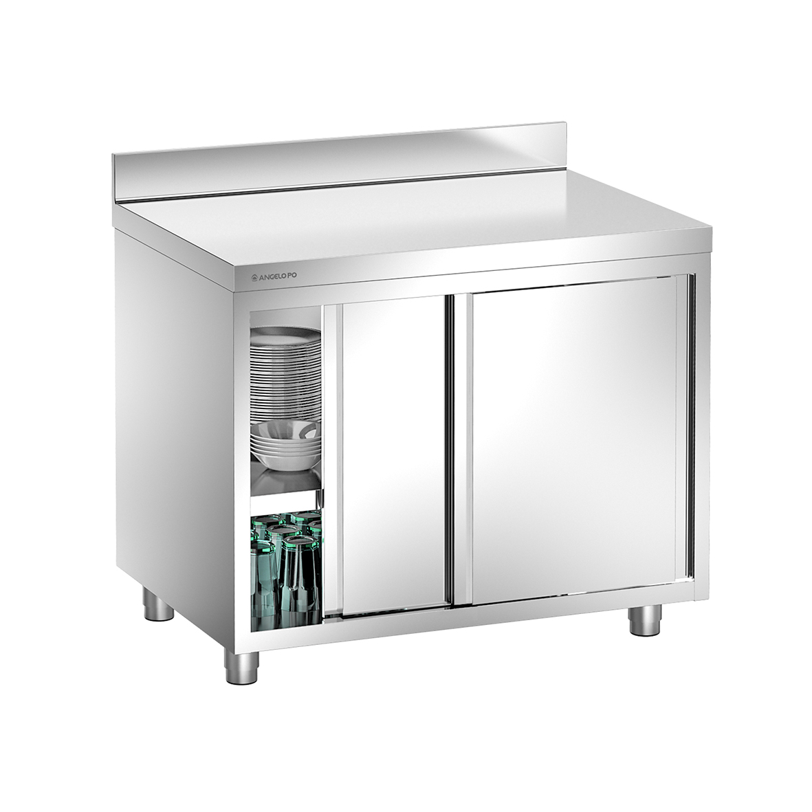 CUPBOARD WITH REAR SPLASHBACK SLIDING DOORS