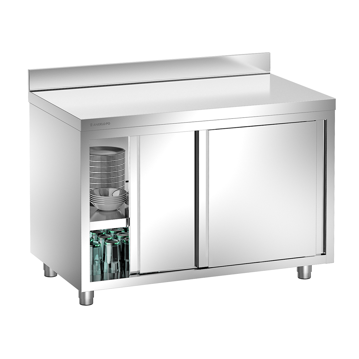 TAVOLO ARMADIO CON ALZATINA PORTE A COULISSE