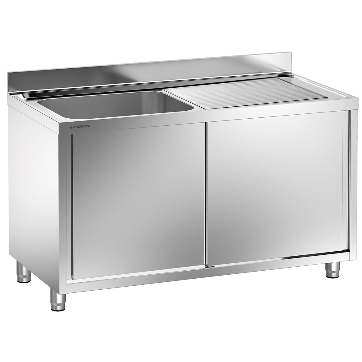 LAVELLO SU ARMADIO 1 VASCA CM 60X50X30H SGOCCIOLATOIO A DESTRA