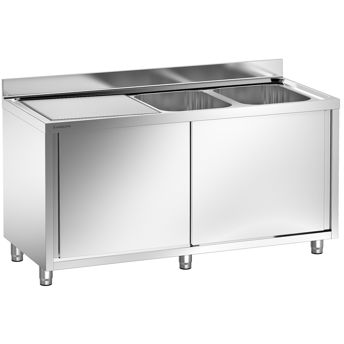 LAVELLO SU ARMADIO 2 VASCHE CM 40X50X25H SGOCCIOLATOIO A SINISTRA