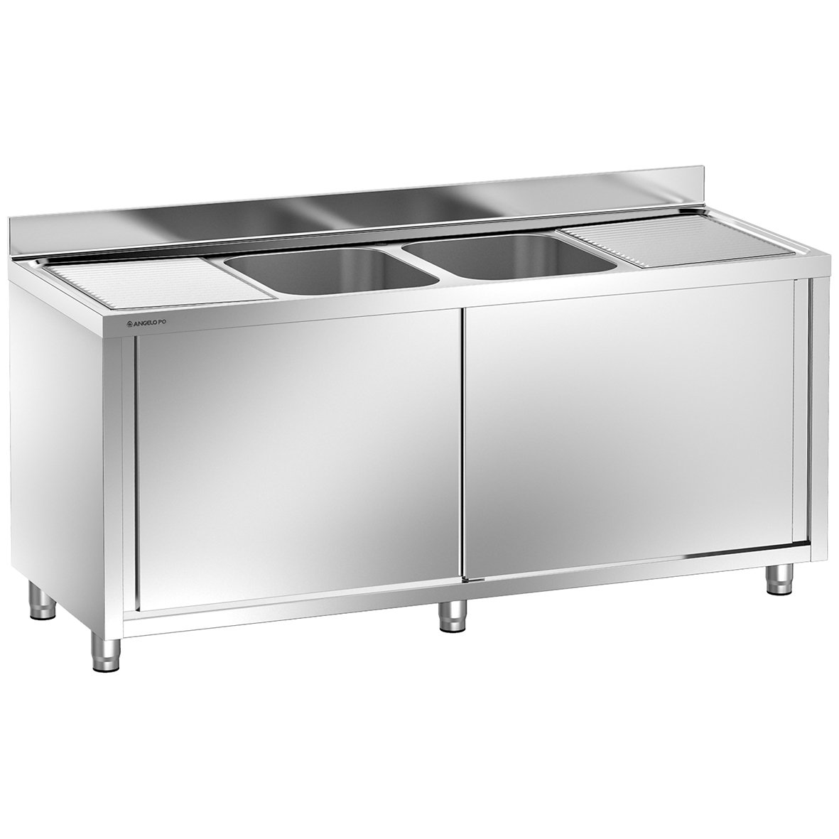 LAVELLO SU ARMADIO 2 VASCHE CM 40X50X25H 2 SGOCCIOLATOI