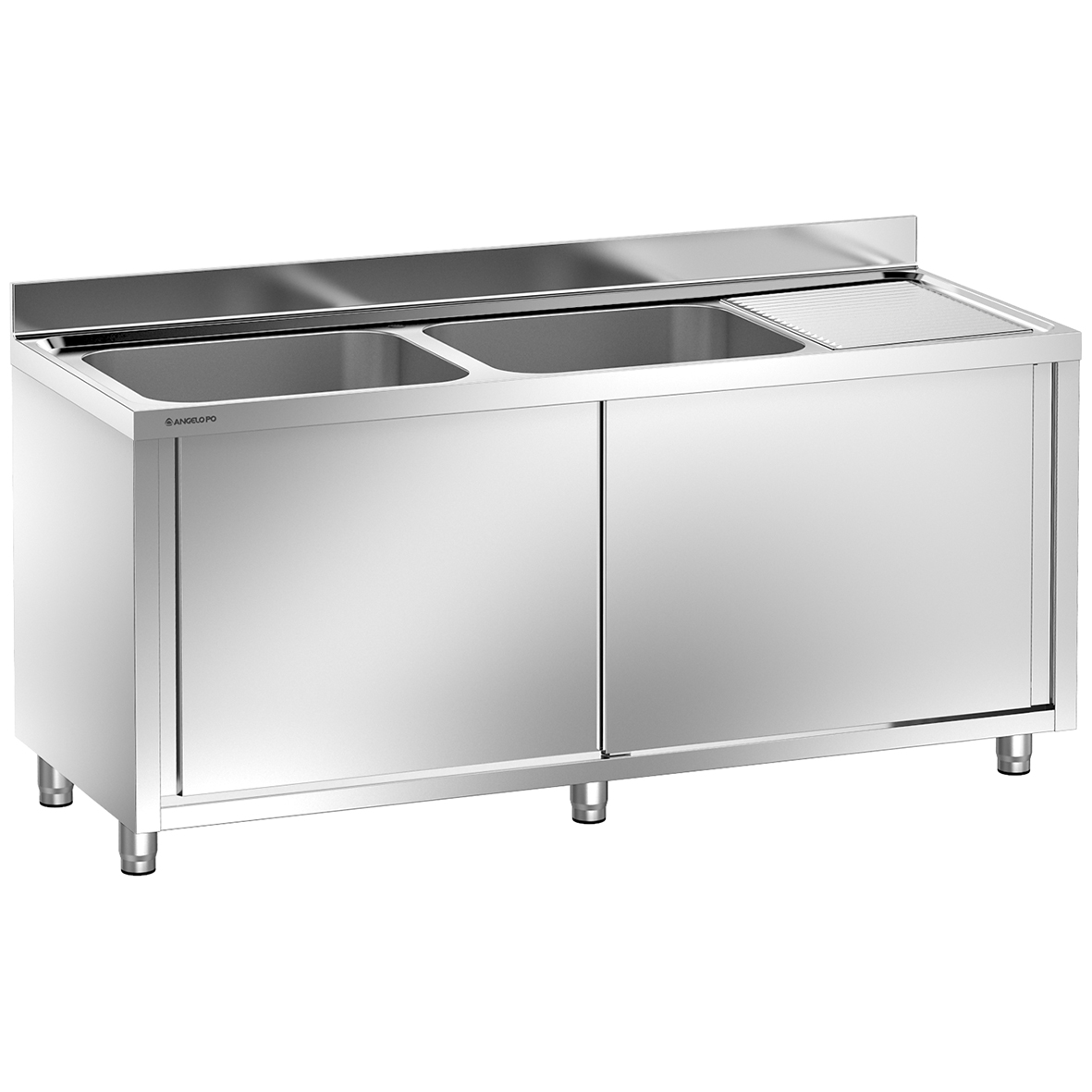 LAVELLO SU ARMADIO 2 VASCHE CM 60X50X30H SGOCCIOLATOIO A DESTRA