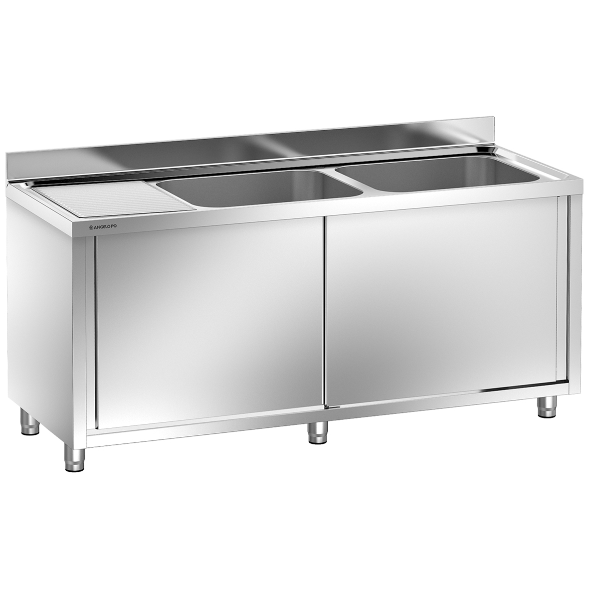 LAVELLO SU ARMADIO 2 VASCHE CM 60X50X30H SGOCCIOLATOIO A SINISTRA