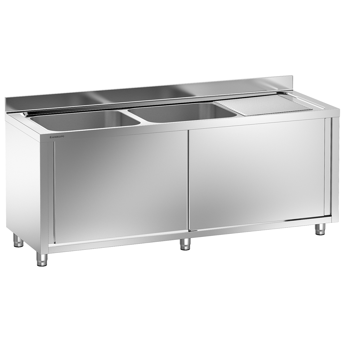 LAVELLO SU ARMADIO 2 VASCHE CM 60X50X30H SGOCCIOLATOIO A DESTRA