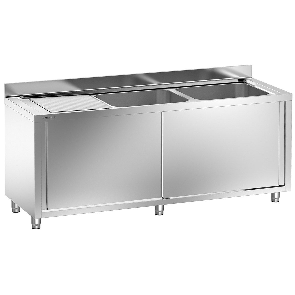 LAVELLO SU ARMADIO 2 VASCHE CM 60X50X30H SGOCCIOLATOIO A SINISTRA