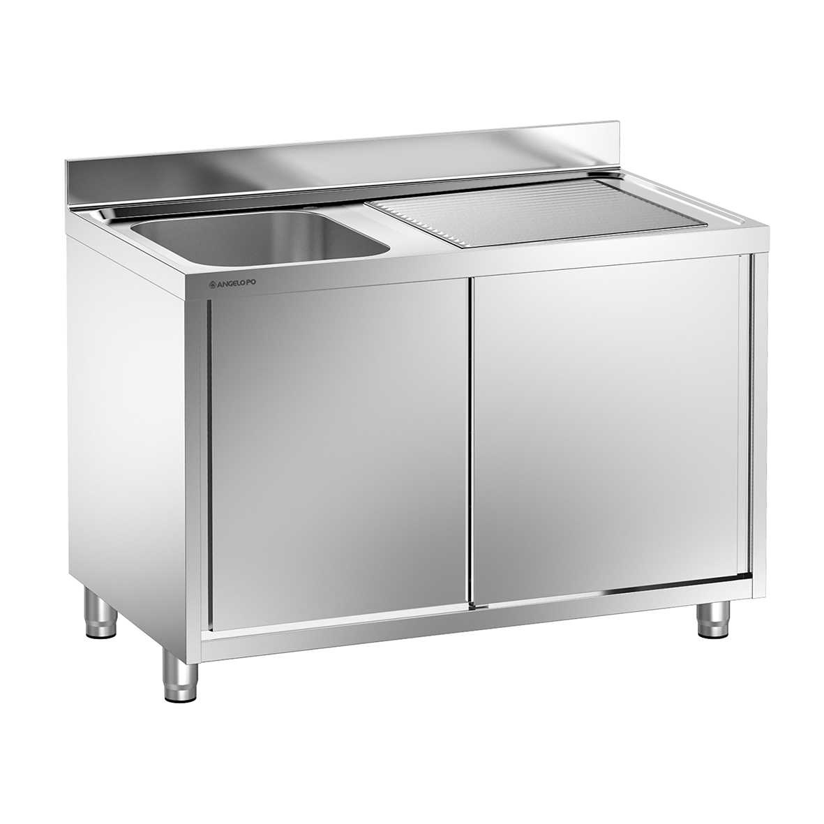 LAVELLO SU ARMADIO 1 VASCA CM 40X40X25H SGOCCIOLATOIO A DESTRA