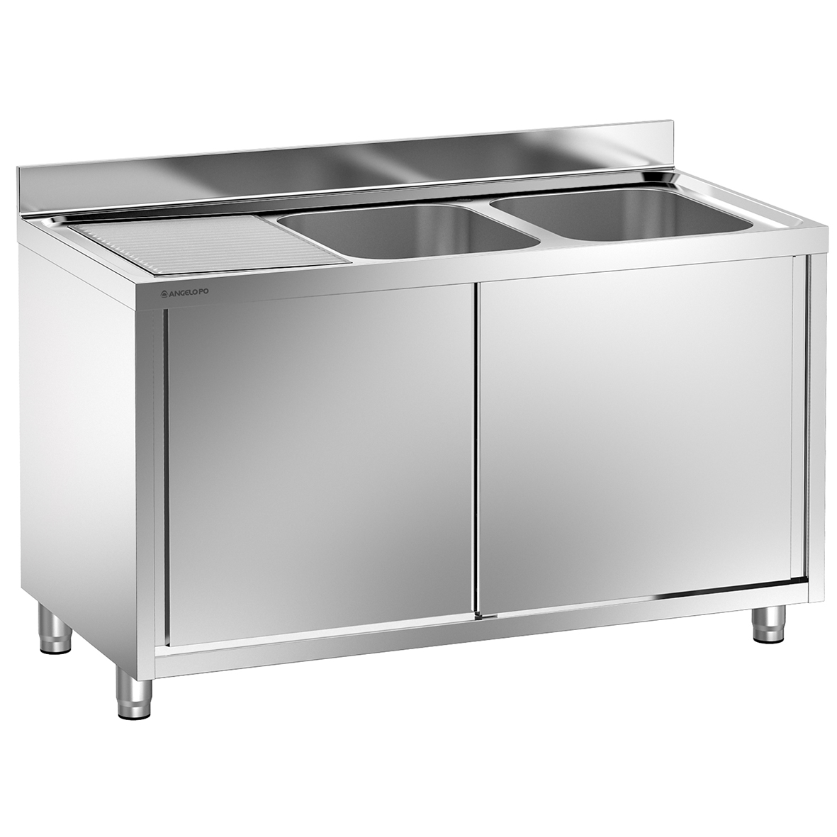 LAVELLO SU ARMADIO 2 VASCHE CM 40X40X25H SGOCCIOLATOIO A SINISTRA