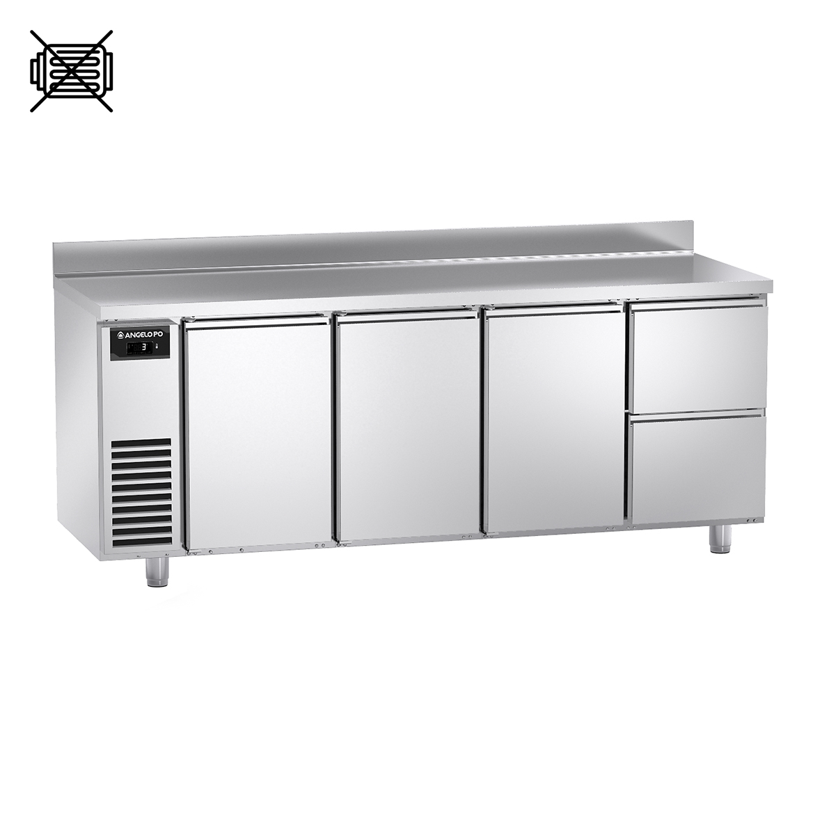 BASE REFRIGERATA -2°C ÷ +10°C PROFONDITA' 70 CM GN 1/1 SENZA MOTORE PIANO CON ALZATINA