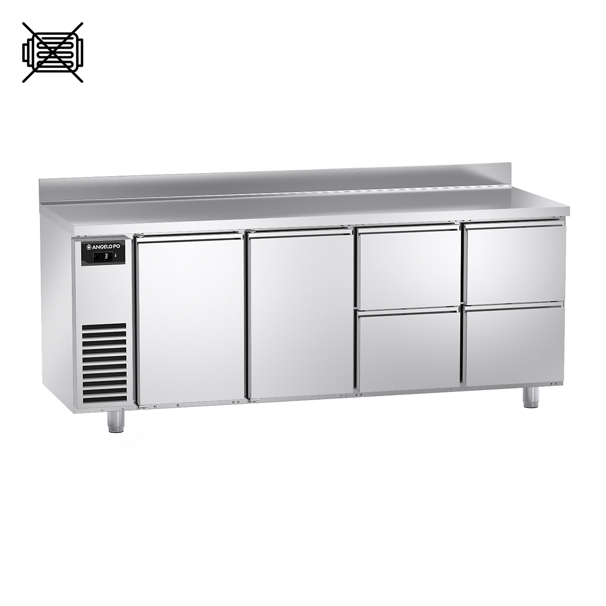 BASE REFRIGERATA -2°C ÷ +10°C PROFONDITA' 70 CM GN 1/1 SENZA MOTORE PIANO CON ALZATINA