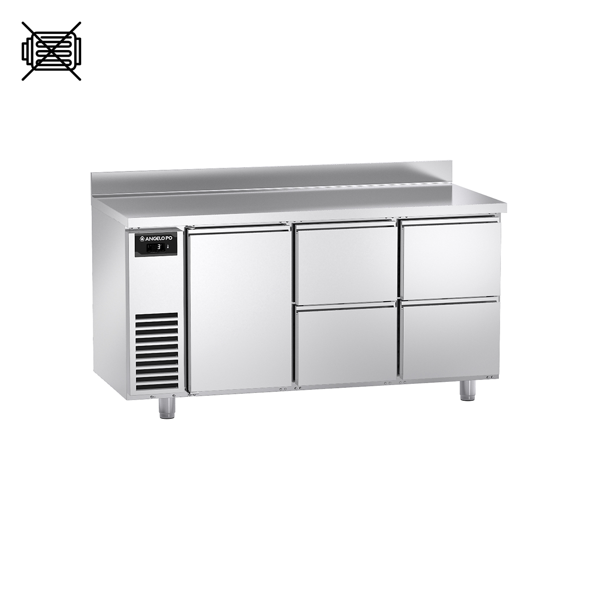 BASE REFRIGERATA -2°C ÷ +10°C PROFONDITA' 70 CM GN 1/1 SENZA MOTORE PIANO CON ALZATINA