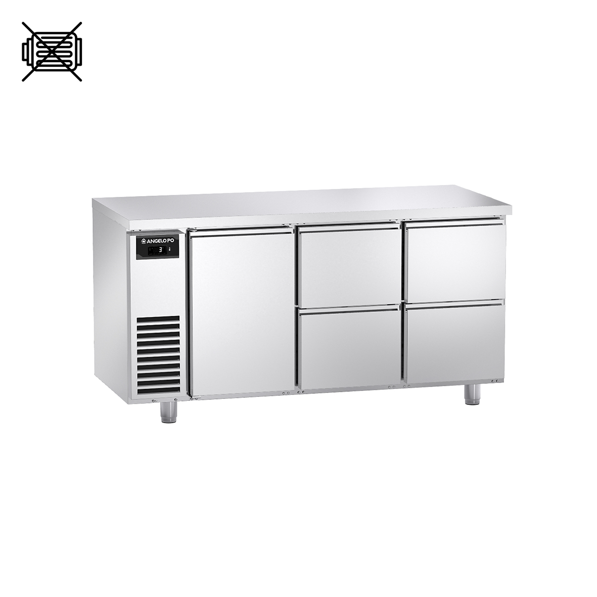 BASE REFRIGERATA -2°C ÷ +10°C PROFONDITA' 70 CM GN 1/1 SENZA MOTORE CON PIANO