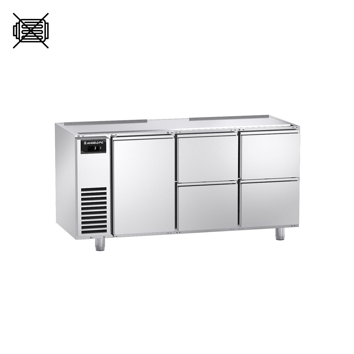 BASE REFRIGERATA -2°C ÷ +10°C PROFONDITA' 70 CM GN 1/1 SENZA MOTORE SENZA PIANO