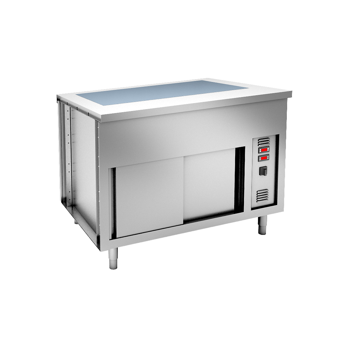 HOT TOP IN TEMPERED GLASS ON ELEMENT HEATED CUPBOARD - 3 GN