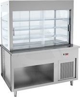 DISPLAY UNIT WITH 3 LEVELS, FLAP WINGS AND REFRIGERATED WELL ON OPEN CUPBOARD - 4 GN