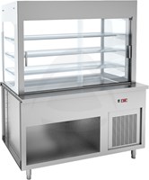 DISPLAY UNIT WITH 3 LEVELS, ROLLER SHUTTERS AND REFRIGERATED WELL ON OPEN CUPBOARD - 4 GN
