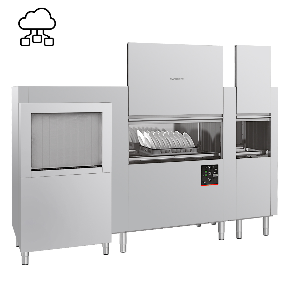 LAVE-VAISSELLE AVANCEMENT AUTOMATIQUE 270 PANIERS/HEURE - EN ANGLE - SORTIE PANIER DROITE