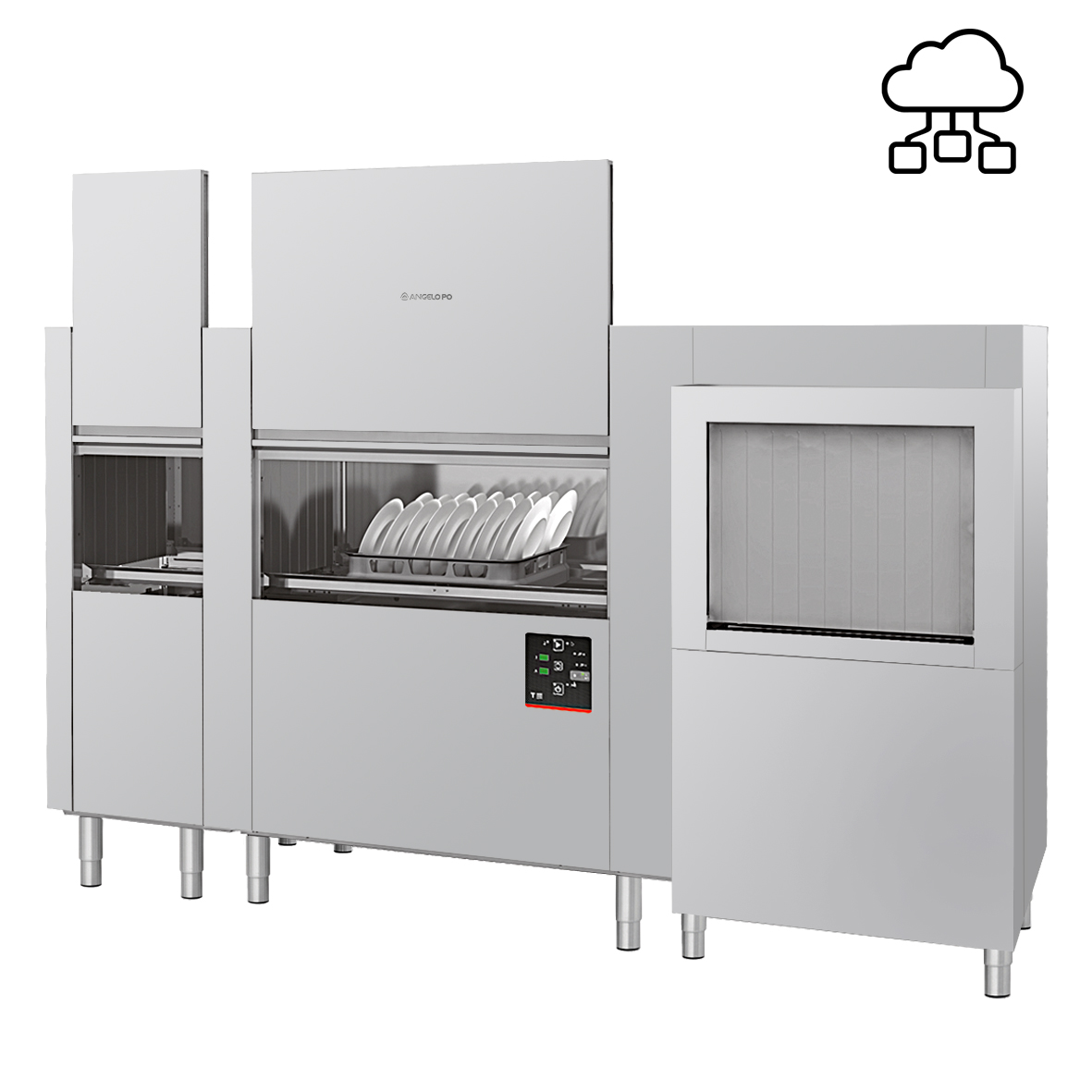 LAVE-VAISSELLE AVANCEMENT AUTOMATIQUE 270 PANIERS/HEURE - EN ANGLE - SORTIE PANIER GAUCHE