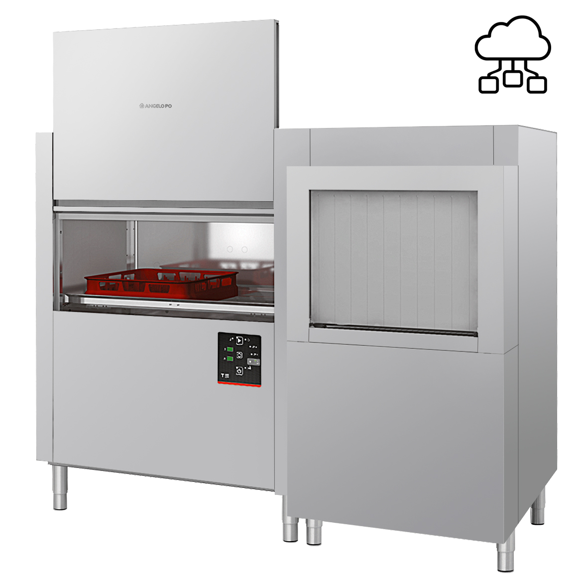 LAVE-VAISSELLE AVANCEMENT AUTOMATIQUE 270 PANIERS/HEURE - EN ANGLE - SORTIE PANIER GAUCHE