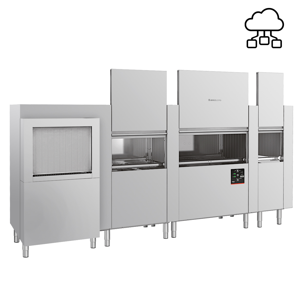 LAVE-VAISSELLE AVANCEMENT AUTOMATIQUE 320 PANIERS/HEURE - EN ANGLE - SORTIE PANIER DROITE