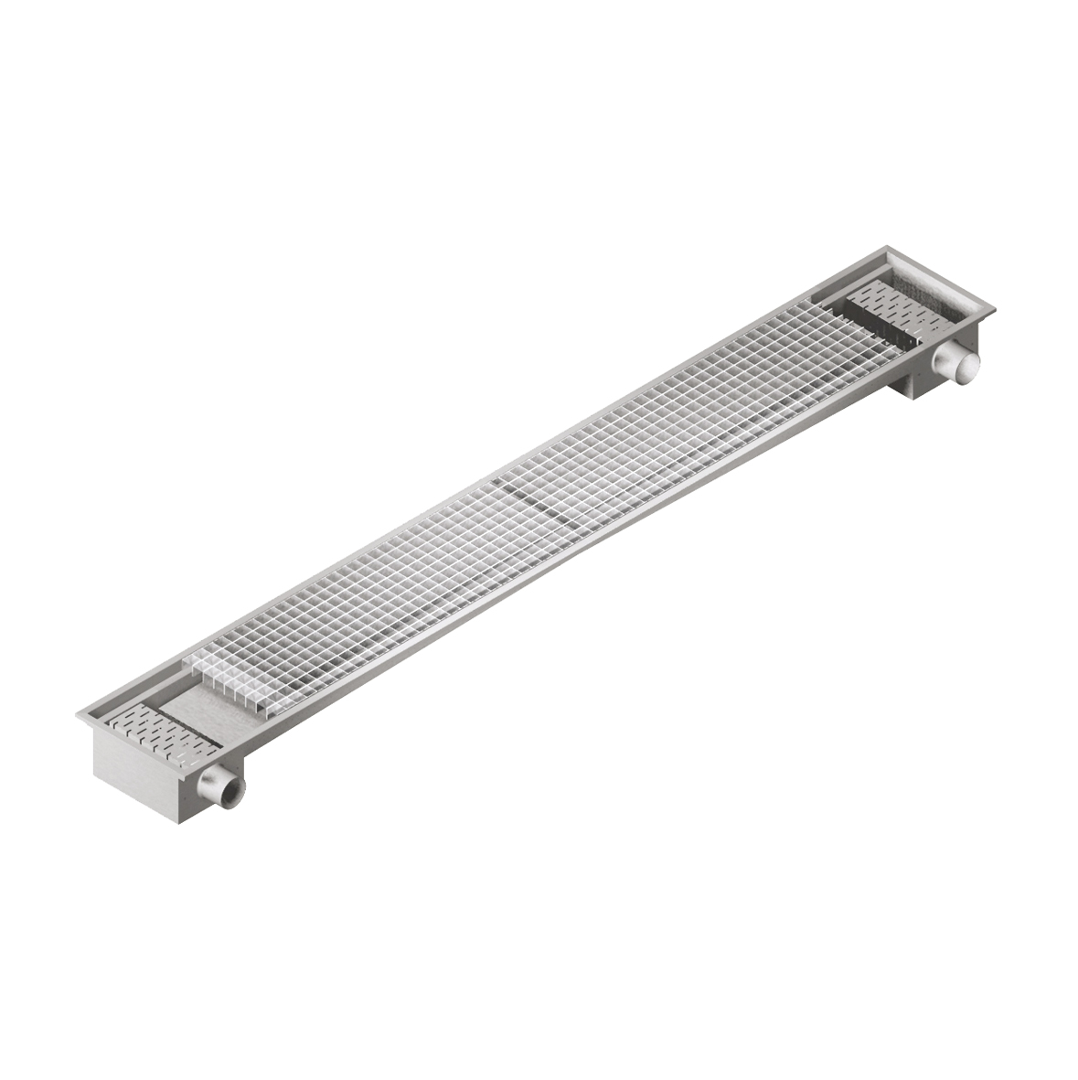 GRATE FLOOR DRAIN  30X300, DOUBLE HORIZ. OUTLET
